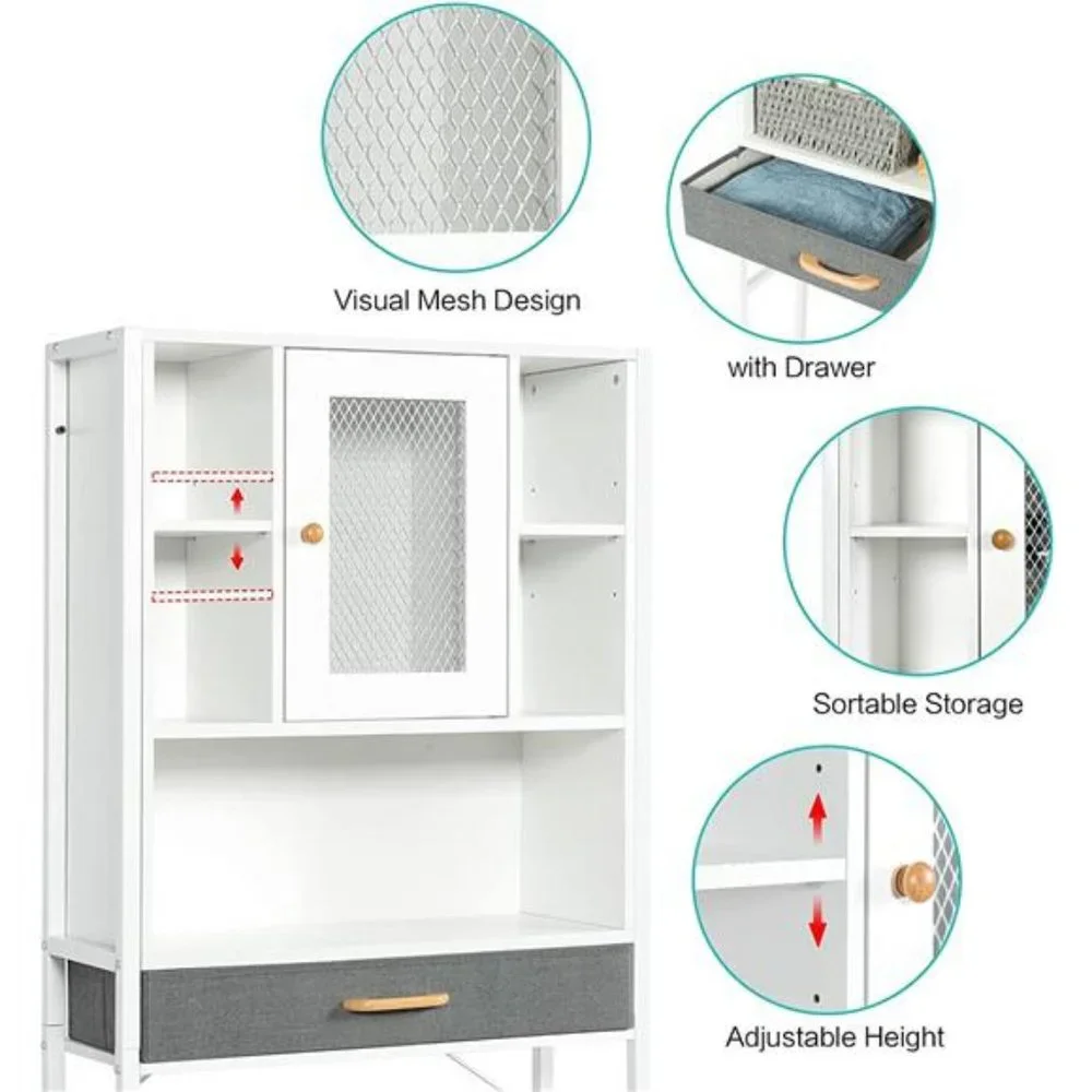 Over The Toilet Storage Cabinet with Drawer, White